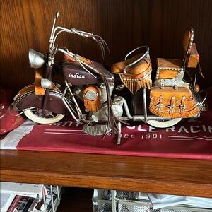 Classic Motorcycle Model in Brown and Tan